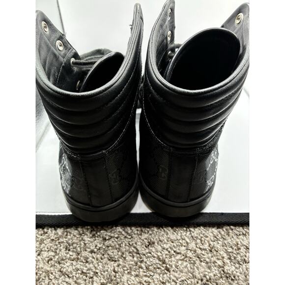 Gucci imprime GG High top Leather sneaker shoes mens 9 Luxury Streetwear COA - Picture 7 of 13